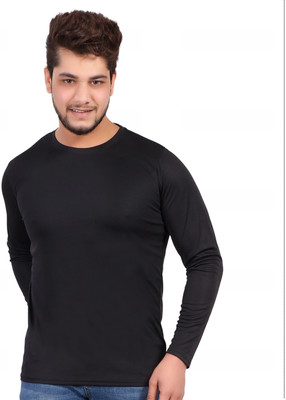 KASPY Solid Men Round Neck Black T-Shirt