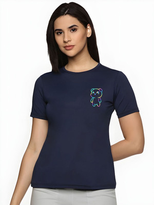 SZN Graphic Print Women Round Neck Dark Blue T-Shirt