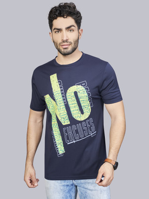 BE POSITIVE Printed Men Round Neck Blue T-Shirt