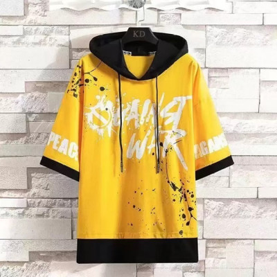 Bhadawar creations Printed Men Hooded Neck Yellow T-Shirt