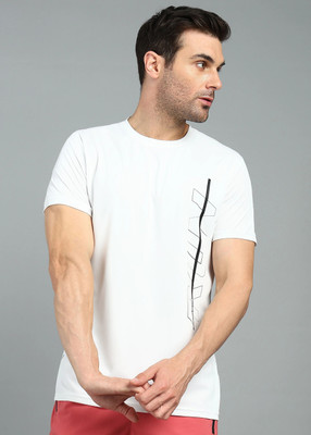 Adrenex Solid Men Round Neck White T-Shirt