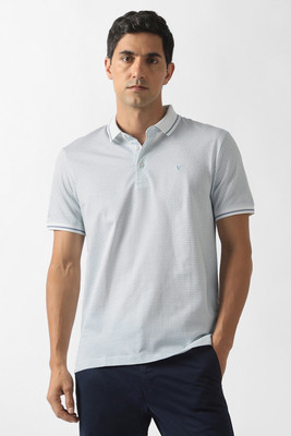 VAN HEUSEN Printed Men Polo Neck White T-Shirt