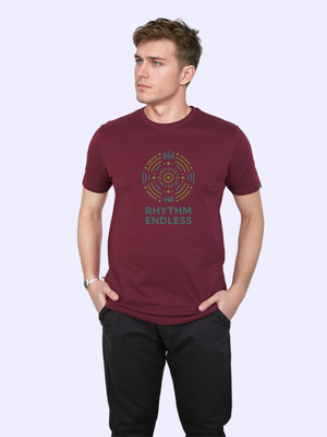 High on Soda Graphic Print Men Round Neck Maroon T-Shirt