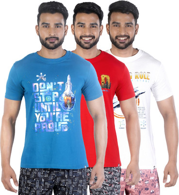 COLORS by Rupa Frontline Graphic Print Men Round Neck Blue, Red, White T-Shirt