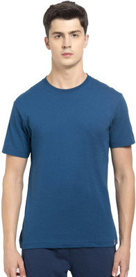 JOCKEY Solid Men Round Neck Blue T-Shirt