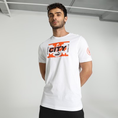 PUMA Printed, Typography Men Round Neck White T-Shirt