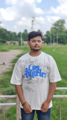 UBONKE Printed Men Round Neck White T-Shirt