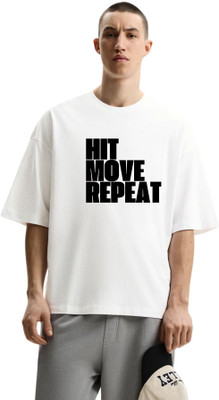 fashnobic Self Design Men Round Neck White T-Shirt