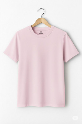 HypeDrip Solid Men Round Neck Pink T-Shirt