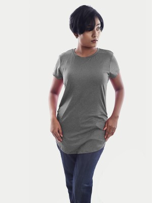 radprix Solid Women Round Neck Grey T-Shirt