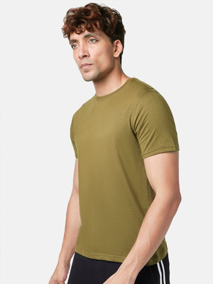 RULEDBYSUN Solid Men Round Neck Green T-Shirt