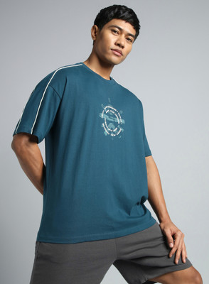 Cult Graphic Print Men Round Neck Navy Blue T-Shirt
