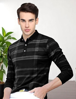 Autna Printed Men Polo Neck Black T-Shirt