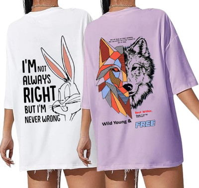 Kushi flyer Printed Women Round Neck Multicolor T-Shirt