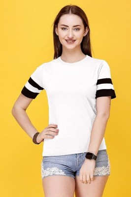 Wrath Solid Women Round Neck White T-Shirt