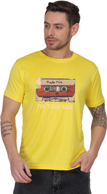 Chaitali Graphic Print Men Round Neck Yellow T-Shirt