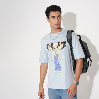 SF Jeans by Pantaloons Printed Men Round Neck Blue T-Shirt