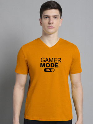 FBAR Printed Men V Neck Gold T-Shirt