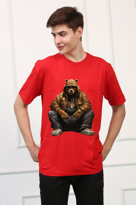 Awaken Armor Printed Men Round Neck Red T-Shirt