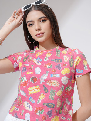 Tokyo Talkies Printed Women Round Neck Multicolor T-Shirt