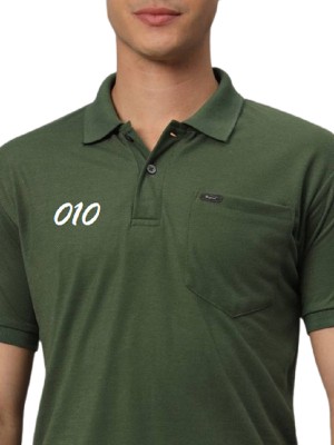 BinjaraCrafts Printed Men Polo Neck Green T-Shirt