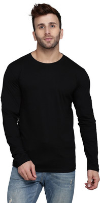 SLOWLORIS Solid Men Round Neck Black T-Shirt