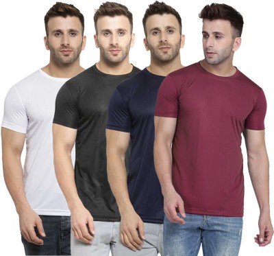 TQH Solid Men Round Neck Dark Blue, White, Maroon, Black T-Shirt