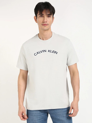 Calvin Klein Jeans Typography Men Round Neck White T-Shirt