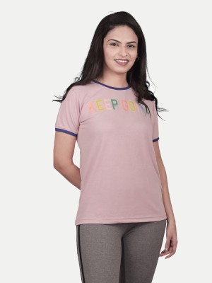 radprix Solid Women Round Neck Pink T-Shirt