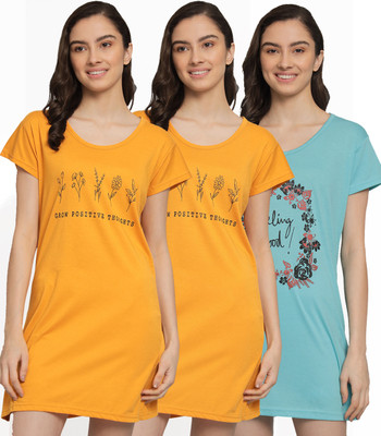 Fit N Fame Printed Women Round Neck Multicolor T-Shirt