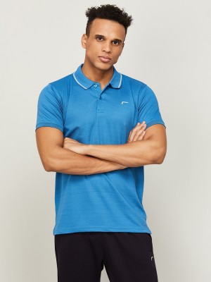 Fame Forever by Lifestyle Solid Men Polo Neck Blue T-Shirt