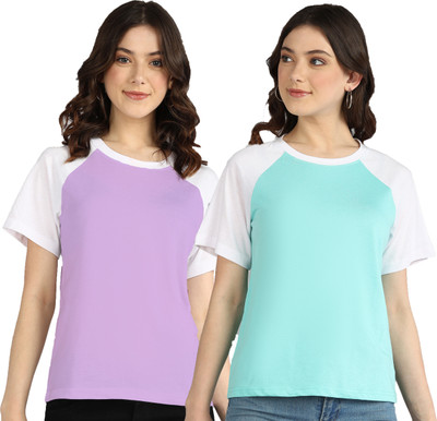 HOC Colorblock Women Round Neck Multicolor T-Shirt