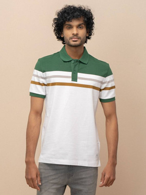 Unibro Striped Men Polo Neck Green, White T-Shirt