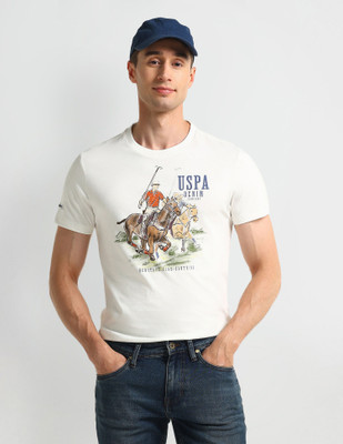 U.S. POLO ASSN. Graphic Print Men Round Neck White T-Shirt