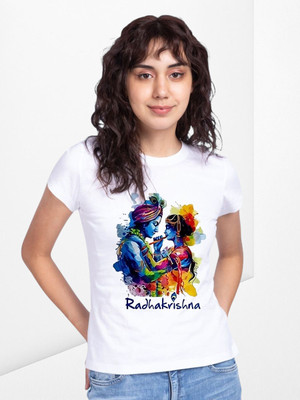 smartyvibes Printed Women Round Neck White T-Shirt