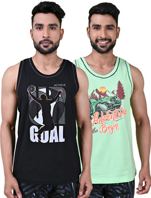 COLORS by Rupa Frontline Graphic Print Men Round Neck Black, Light Green T-Shirt