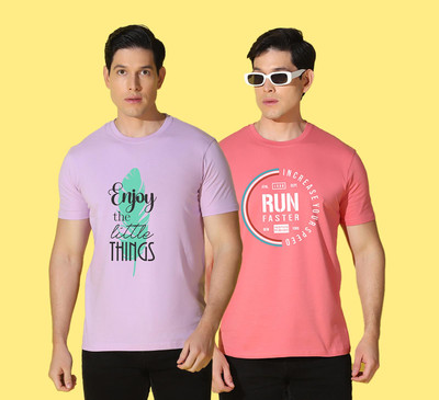 WOOSTRO Printed Men Round Neck Multicolor T-Shirt