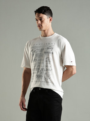 TOMMY HILFIGER Printed Men Crew Neck White T-Shirt
