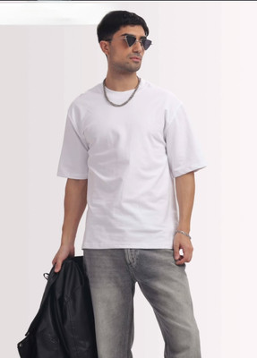 Di Trendz store Solid Men Round Neck White T-Shirt