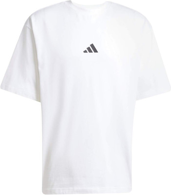 ADIDAS Printed Men Round Neck White T-Shirt