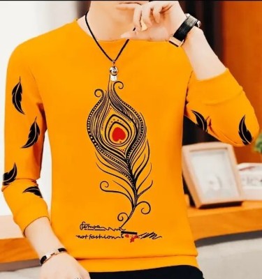 True Basket Graphic Print Men Round Neck Yellow T-Shirt