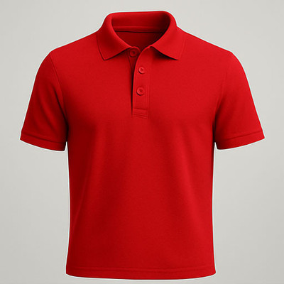 Shri Ji Collection Solid Men Polo Neck Red T-Shirt