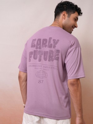 LOCOMOTIVE Printed Men Round Neck Purple T-Shirt