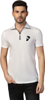 Lawful Casual Printed Men Polo Neck White T-Shirt