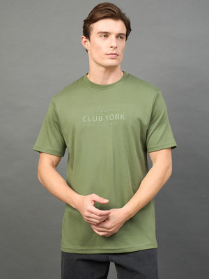 Club York Printed Men Round Neck Green T-Shirt