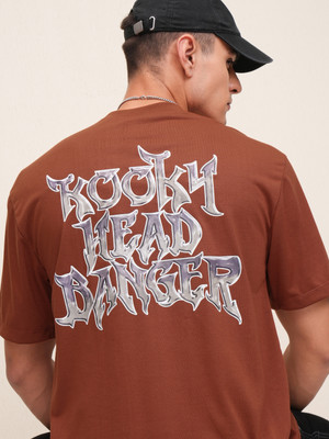 HIGHLANDER Printed Men Round Neck Brown T-Shirt