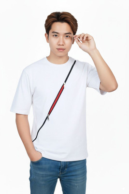 A2R FASHION Solid Men Round Neck White T-Shirt