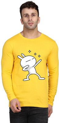 SLOWLORIS Printed Men Round Neck Yellow T-Shirt