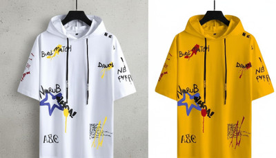 cnw Graphic Print Men Hooded Neck Multicolor T-Shirt