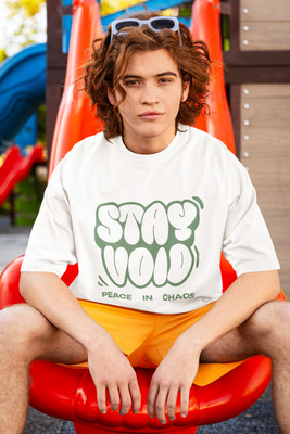 BLAKENTO Graphic Print, Printed, Typography Men Round Neck White T-Shirt